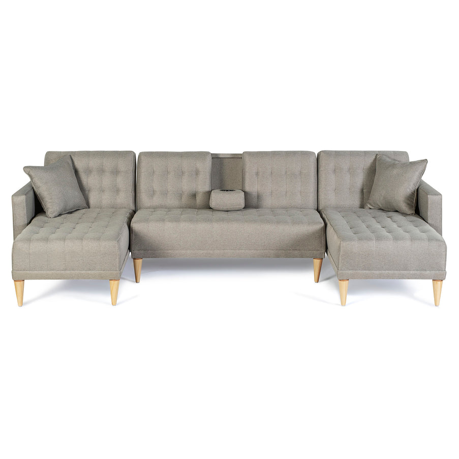 Sala Modular Doble Chaise Marietta Color Gris Claro