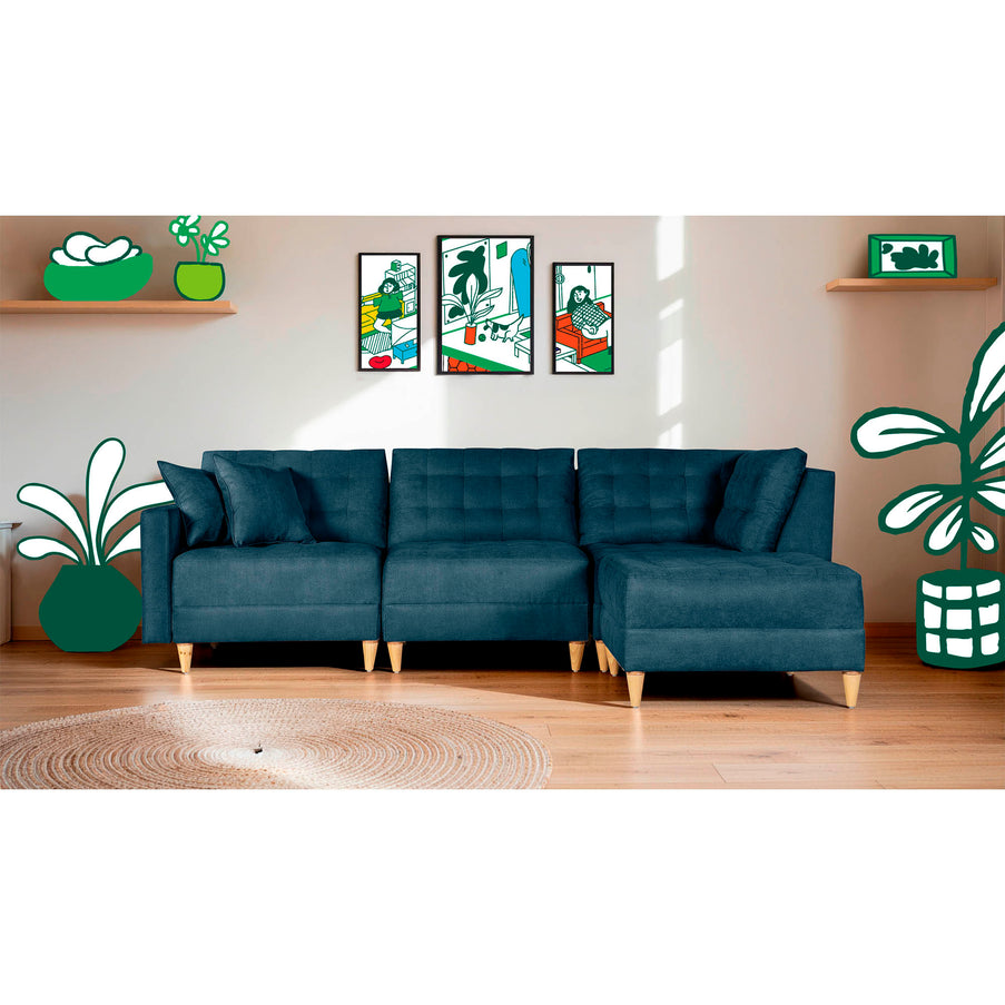 Sala Modular Godric de 4 modulos Color Azul