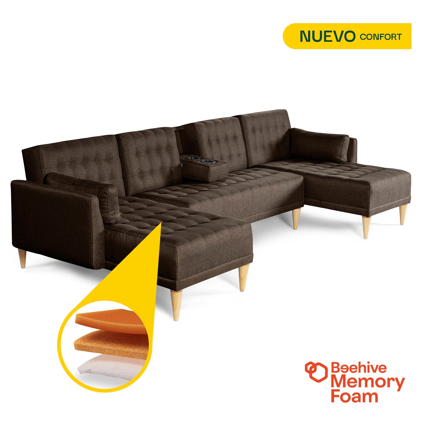 Sala Modular Doble Chaise Boyd Color Chocolate