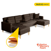 Sala Modular Doble Chaise Marietta Color Chocolate