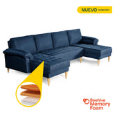 Sala Modular Doble Chaise Salazar Color Azul