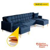 Sala Modular Doble Chaise Travis Color Azul