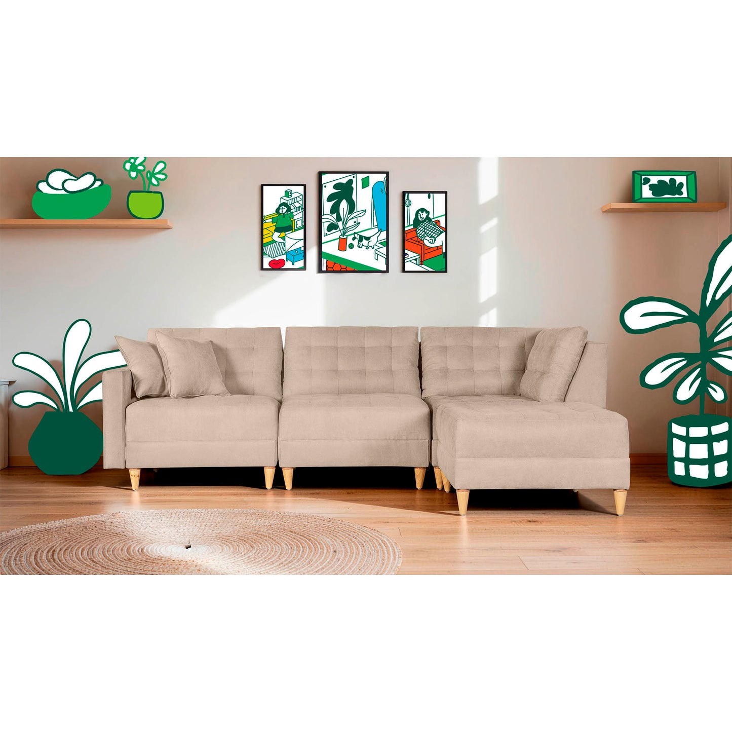 Sala Modular Godric de 4 modulos Color Arena