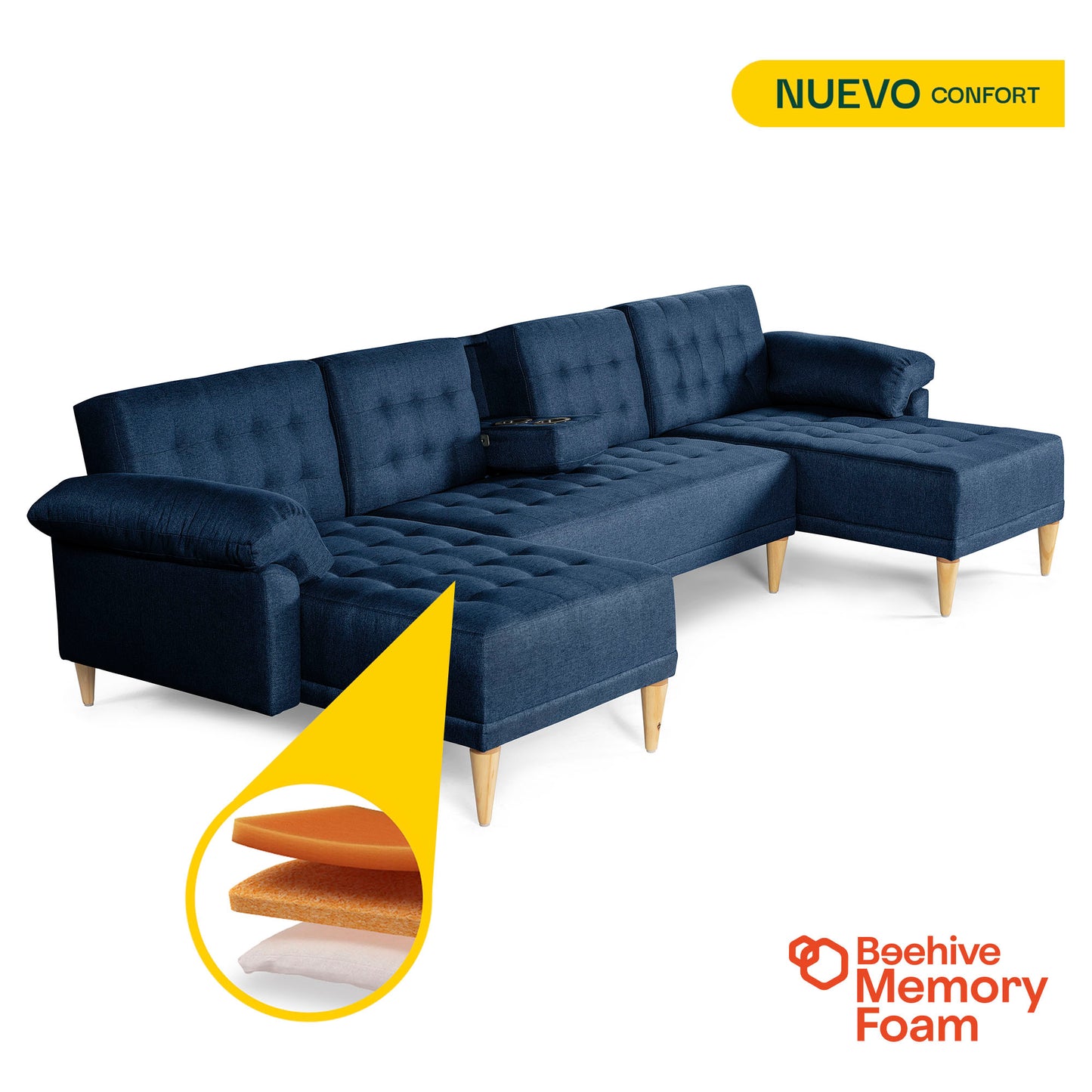 Sala Modular Doble Chaise Barker Color Azul