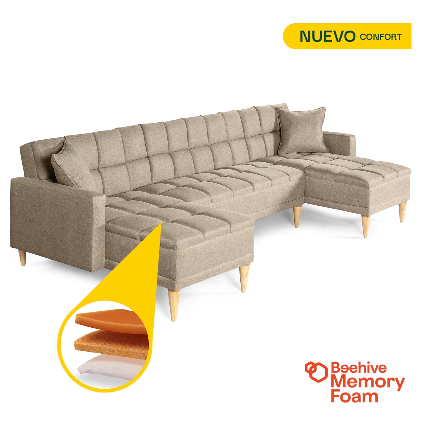 Sala Modular Doble Chaise Travis Color Arena