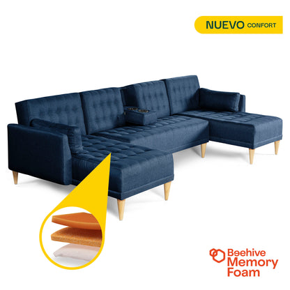 Sala Modular Doble Chaise Boyd Color Azul