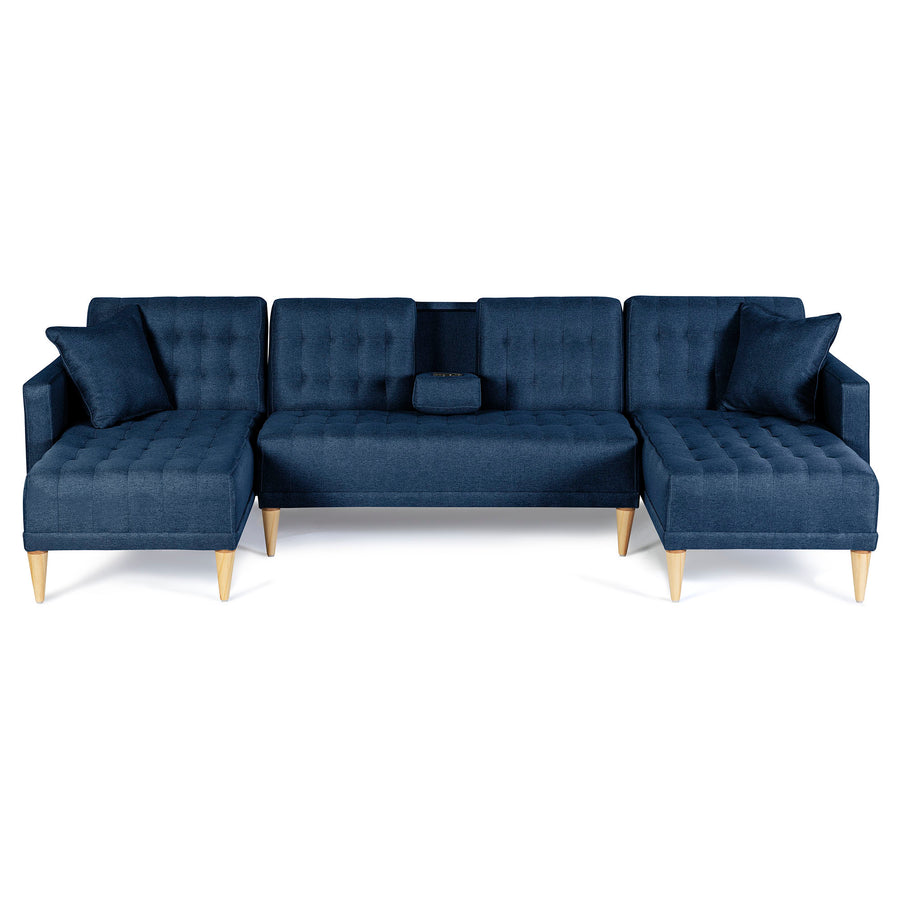 Sala Modular Doble Chaise Marietta Color Azul