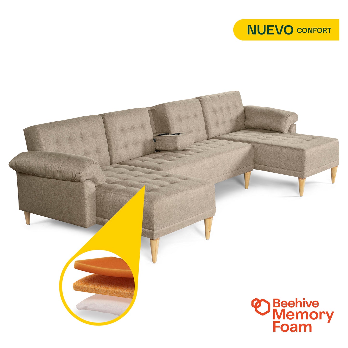 Sala Modular Doble Chaise Barker Color Arena