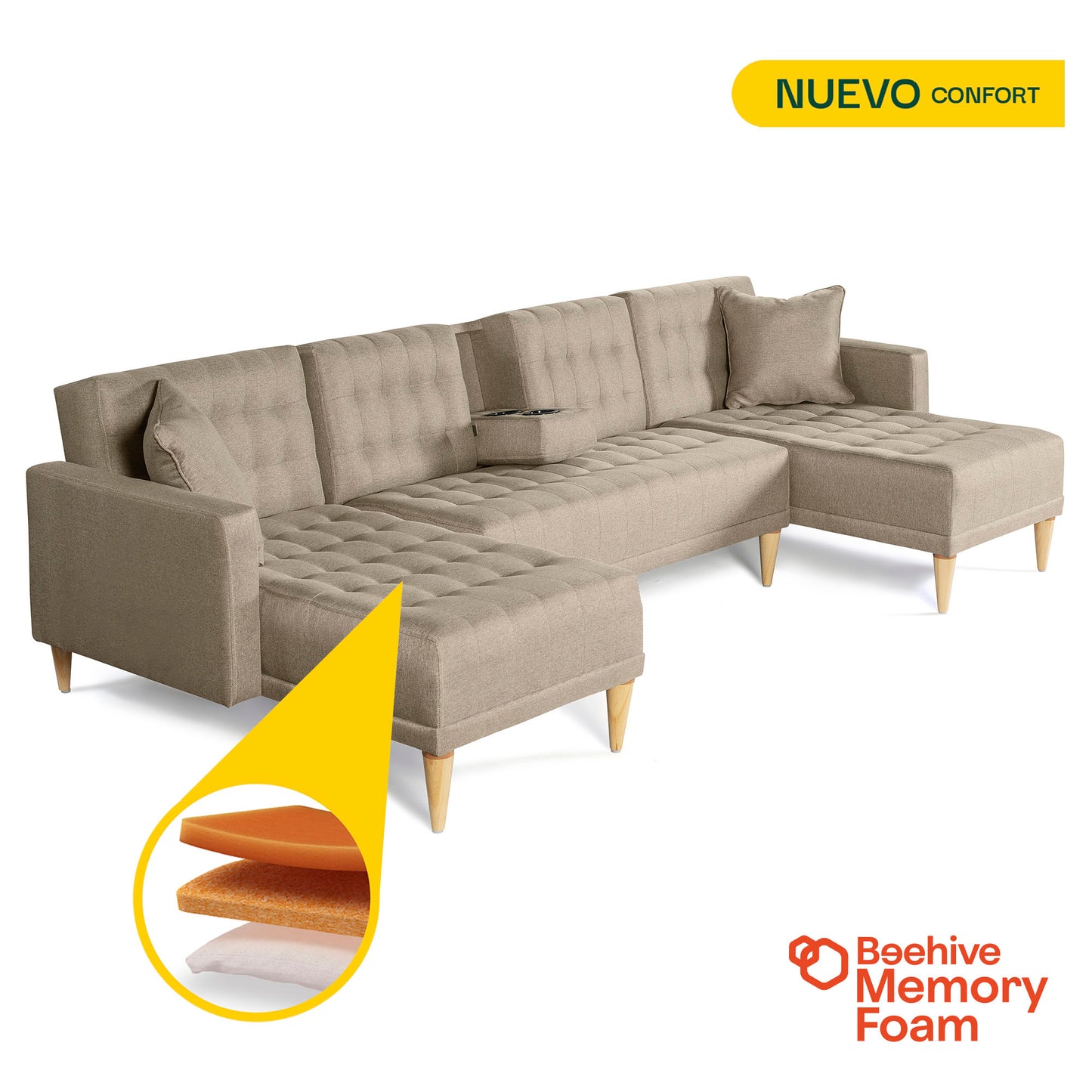 Sala Modular Doble Chaise Marietta Color Arena