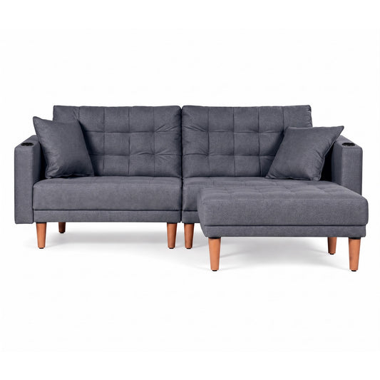 Sofá Cama + Taburete Jerome Color Gris Oxford