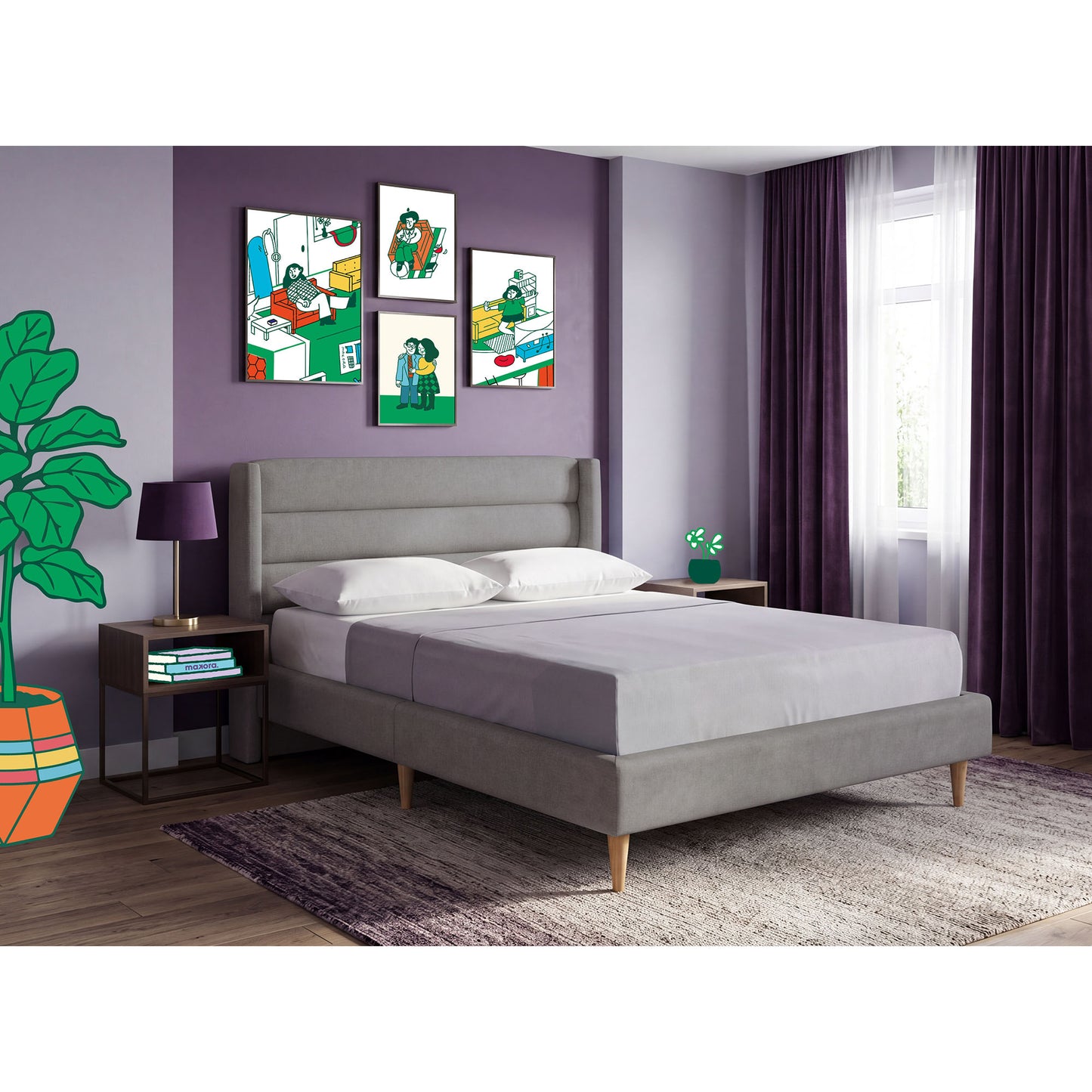 Base de Cama Matrimonial Aroli Gris