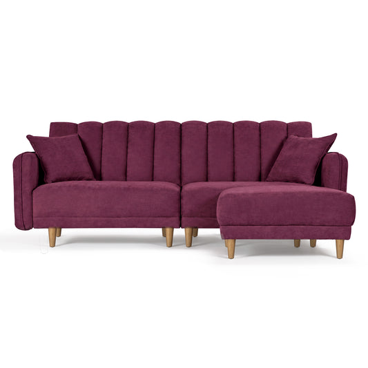 Sofá Cama + Taburete Avocata Color Morado
