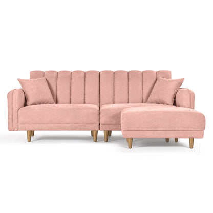 Sofá Cama + Taburete Avocata Color Rosa - Oferta