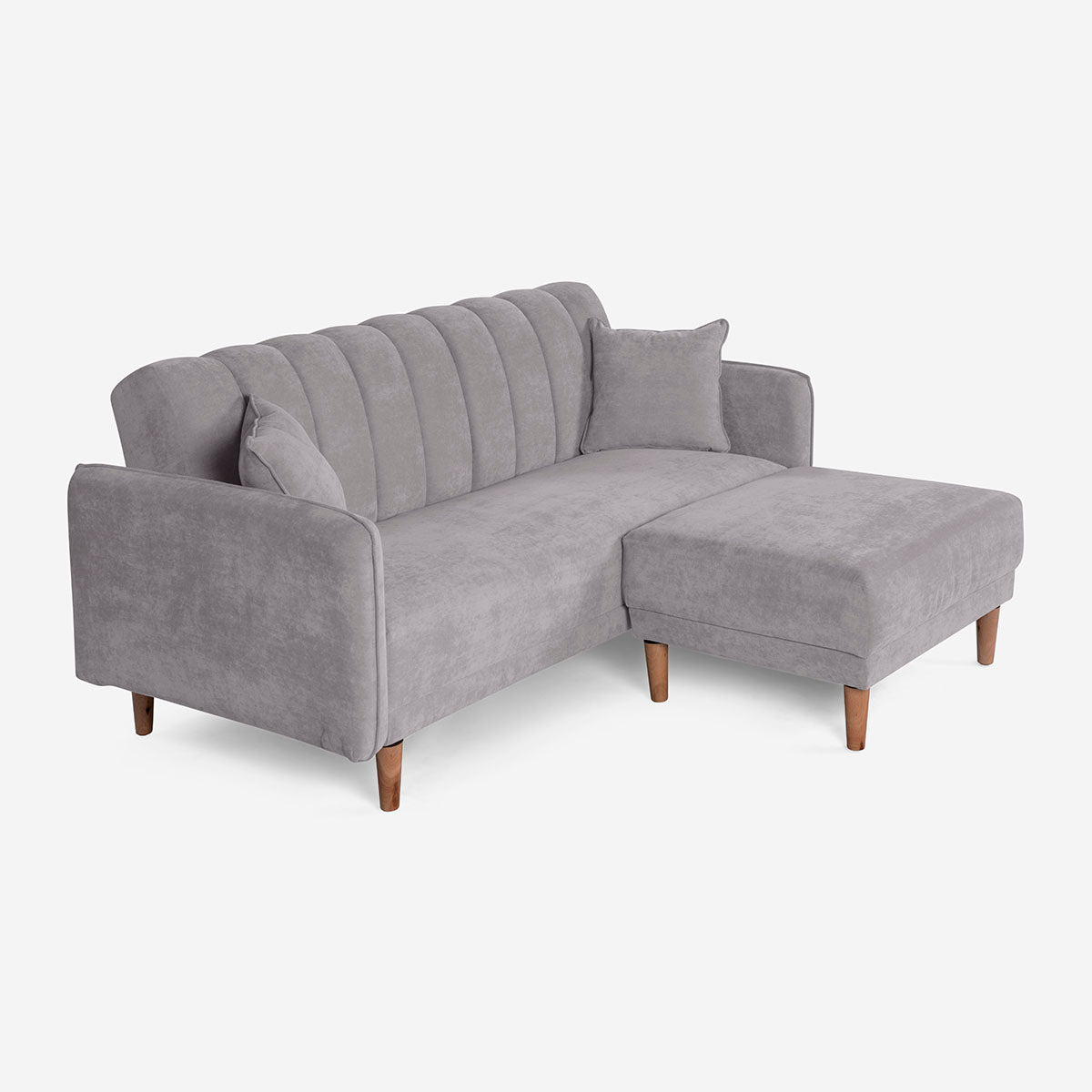 Sofá Cama + Taburete Avocata Color Gris Claro