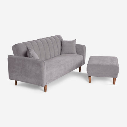 Sofá Cama + Taburete Avocata Color Gris Claro