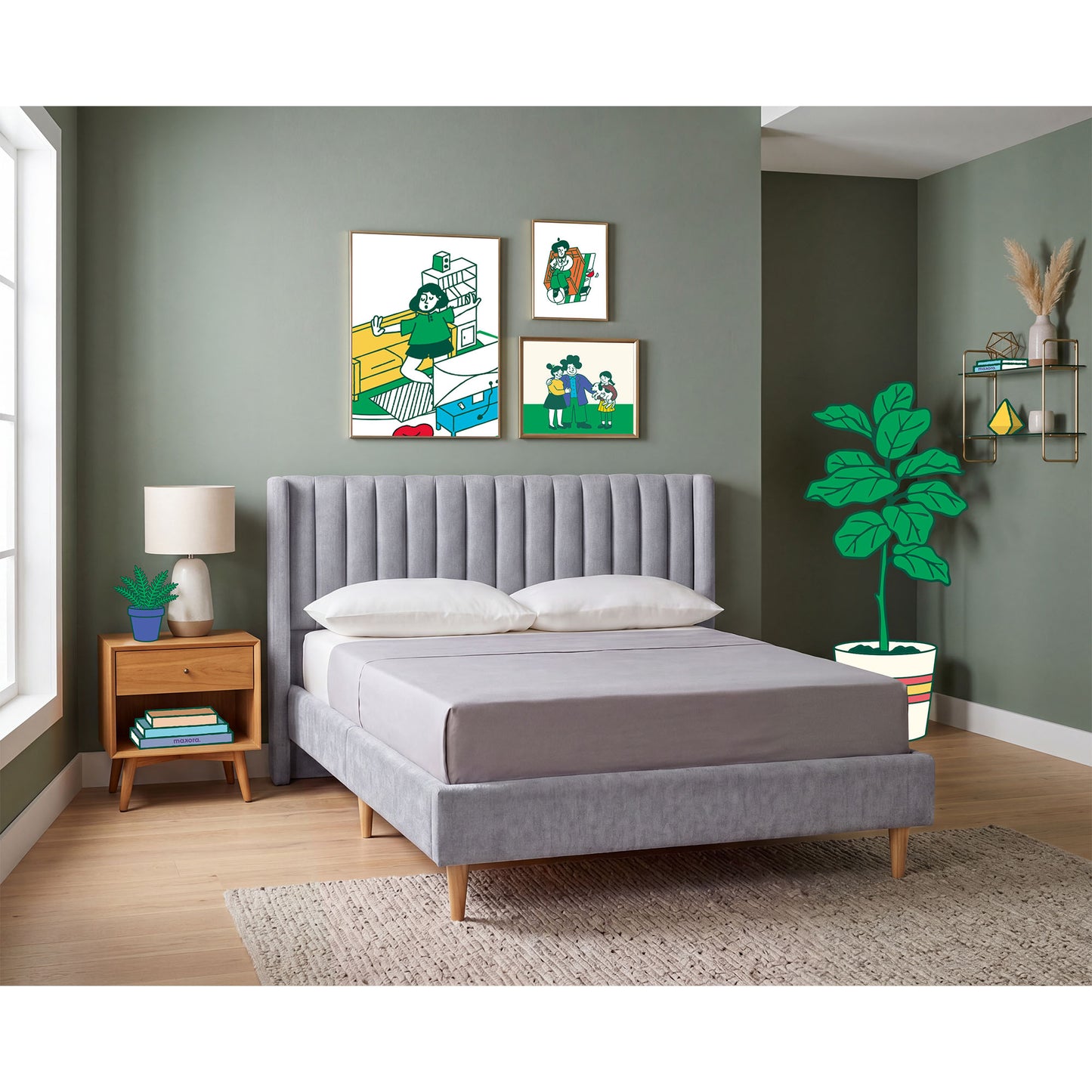 Base de Cama Matrimonial Bruma Gris claro