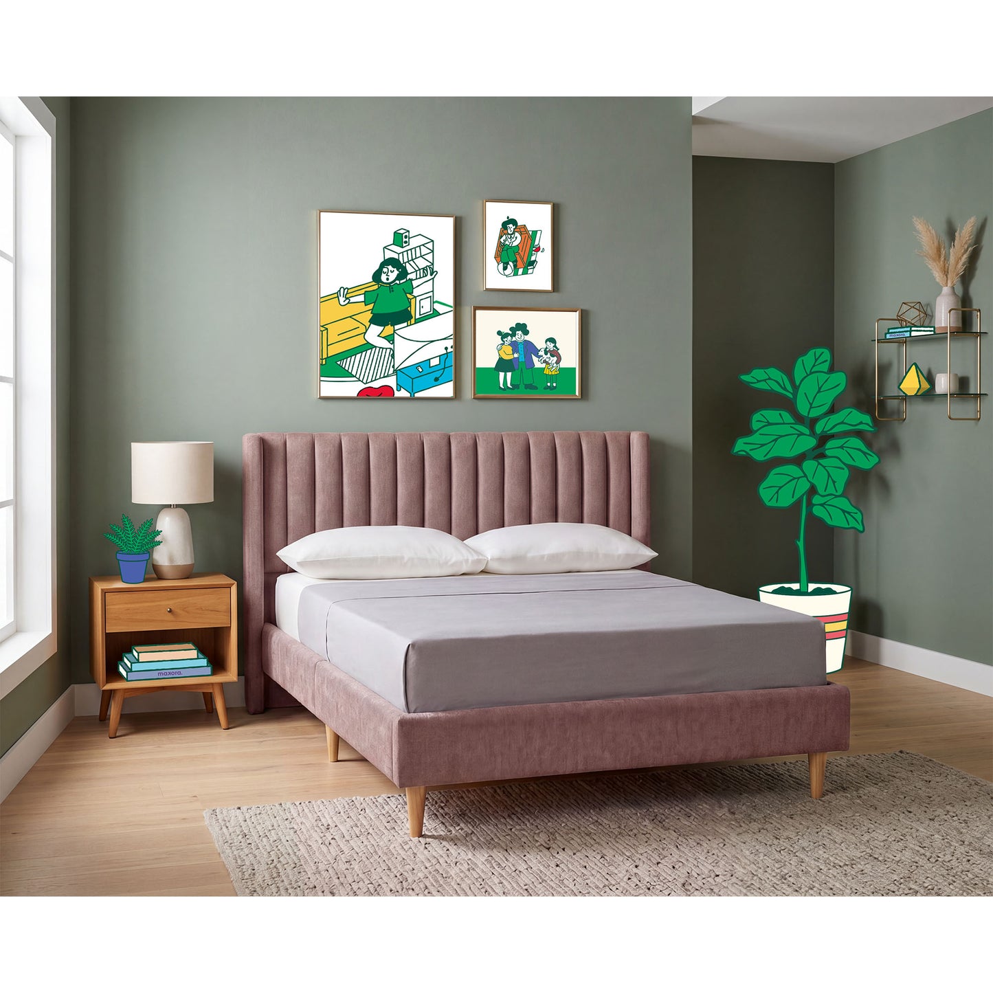 Base de Cama Matrimonial Bruma Palo de Rosa