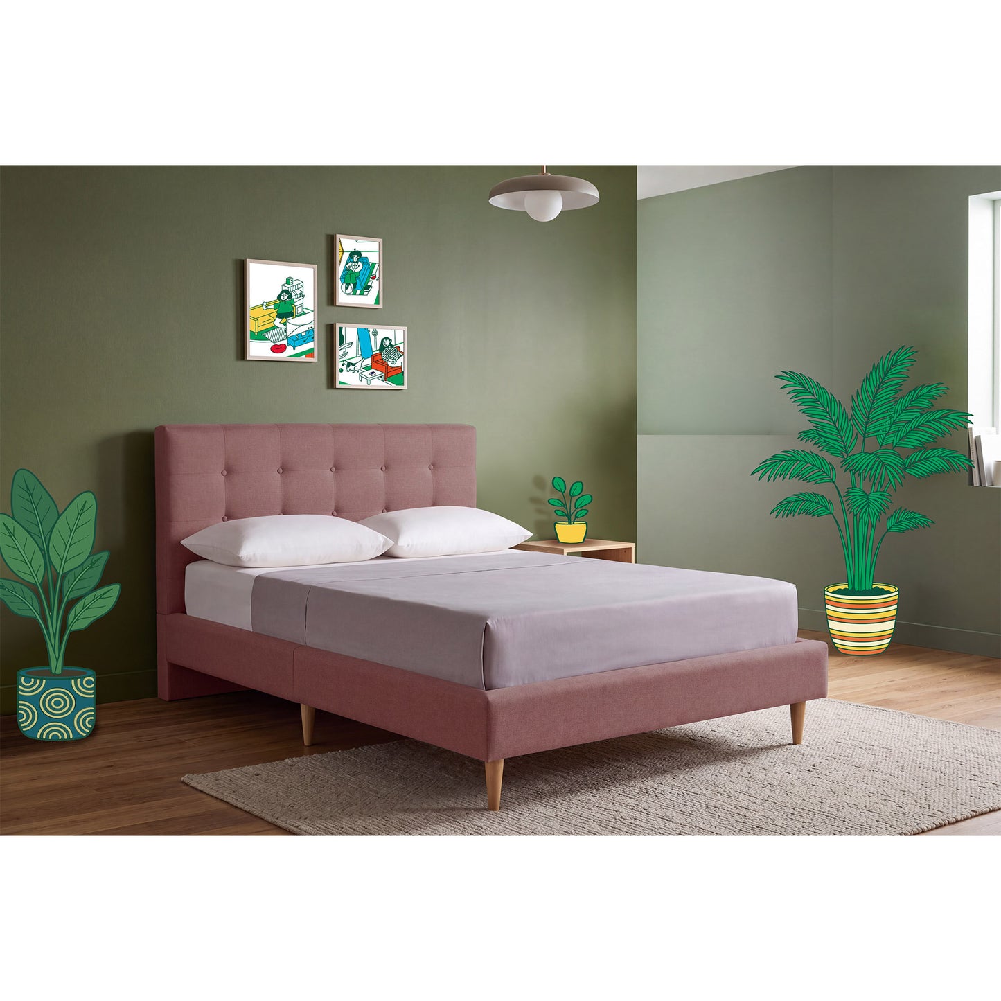 Cama Matrimonial Maia Palo de Rosa