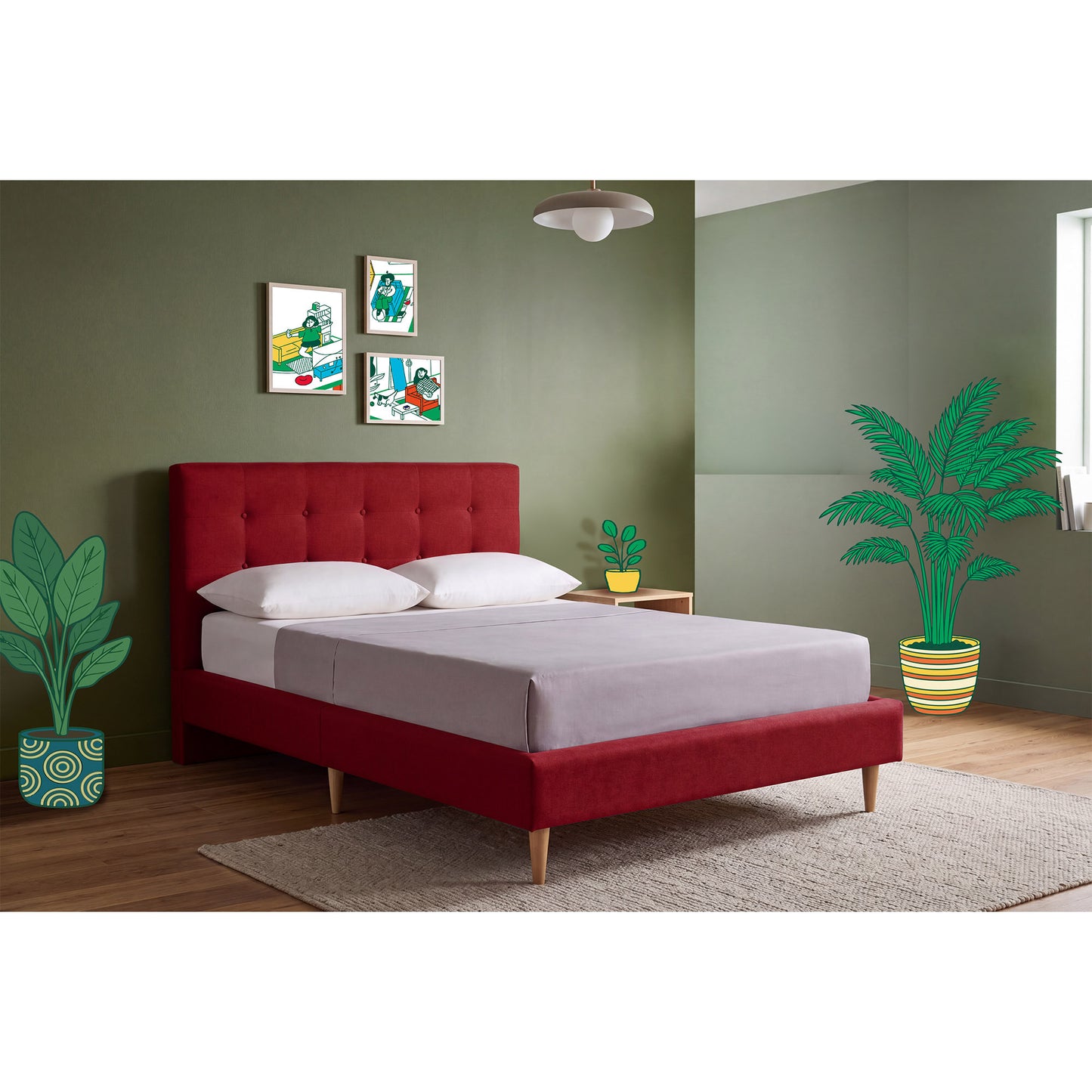 Cama Matrimonial Maia Rojo