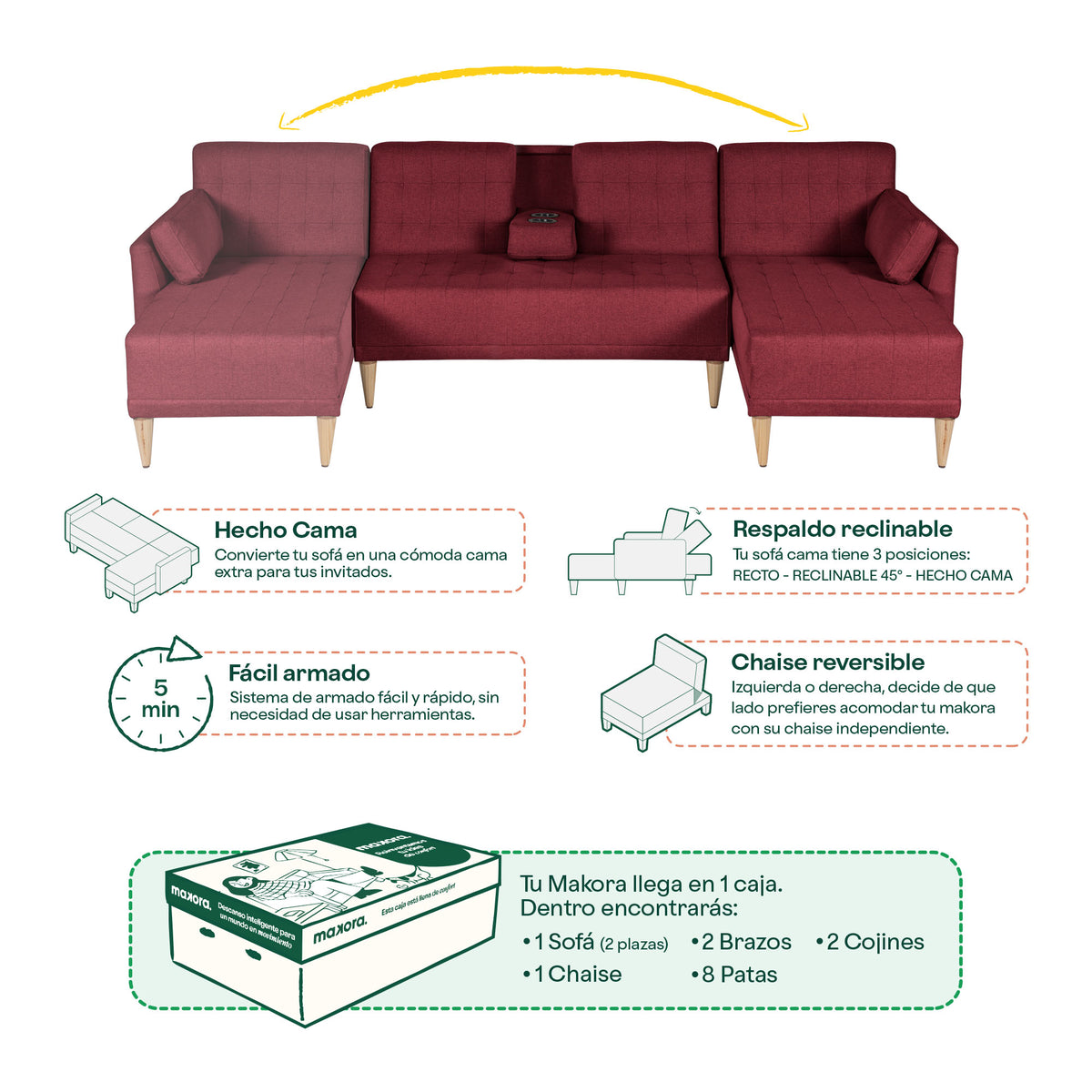 Sala Modular Chica Carlton Rojo - Oferta
