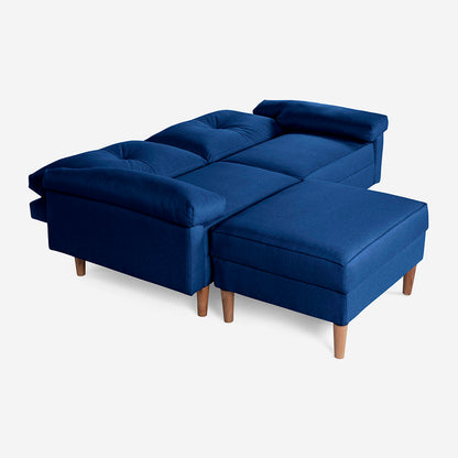 Sofá Cama + Taburete Cassanova Color Azul