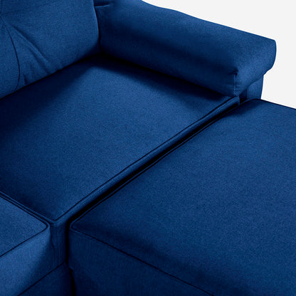 Sofá Cama + Taburete Cassanova Color Azul