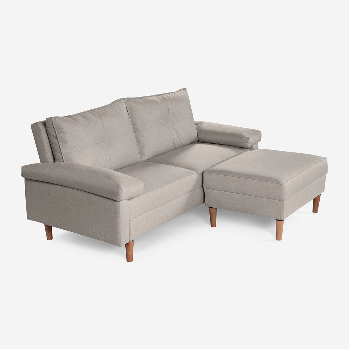 Sofá Cama + Taburete Cassanova Color Gris Claro
