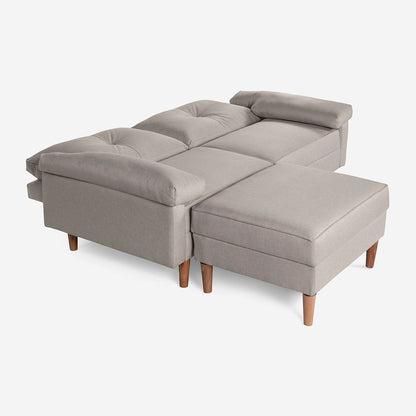 Sofá Cama + Taburete Cassanova Color Gris Claro