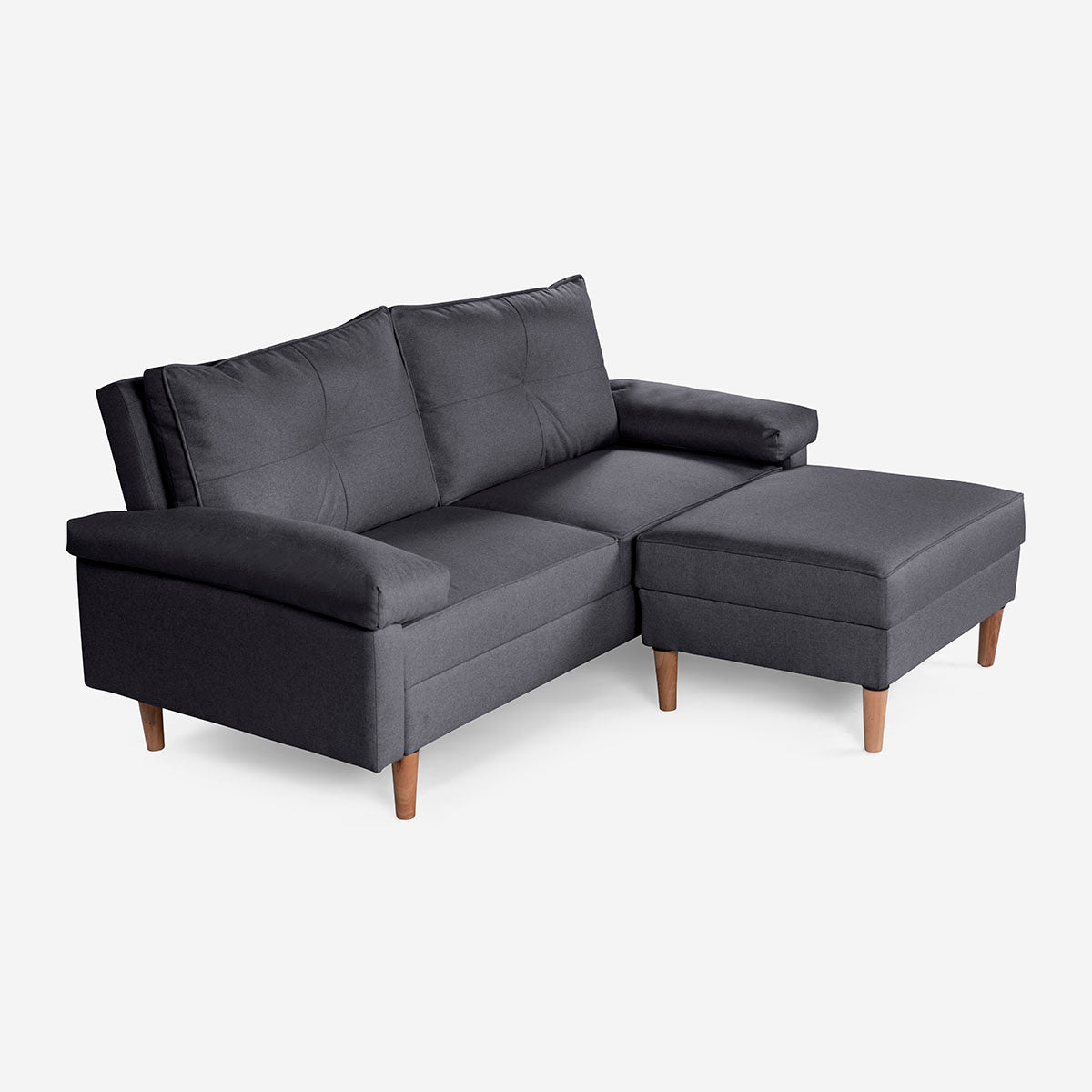 Sofá Cama + Taburete Cassanova Color Gris Oxford