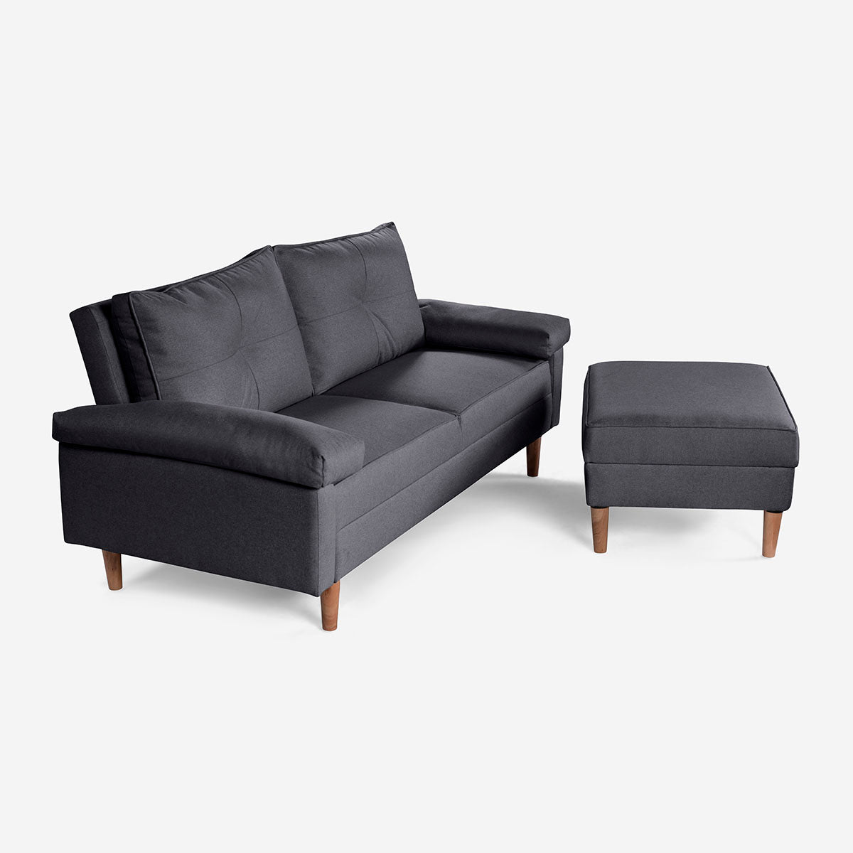 Sofá Cama + Taburete Cassanova Color Gris Oxford