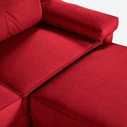 Sofá Cama + Taburete Cassanova Color Rojo