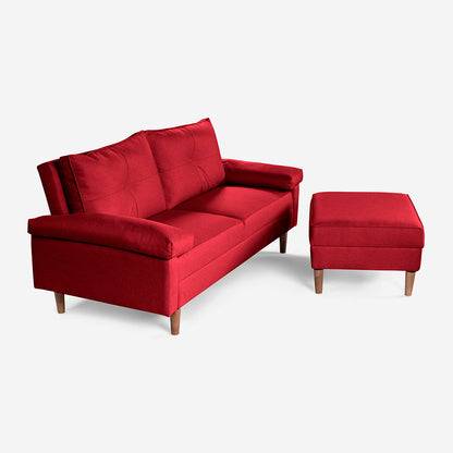 Sofá Cama + Taburete Cassanova Color Rojo