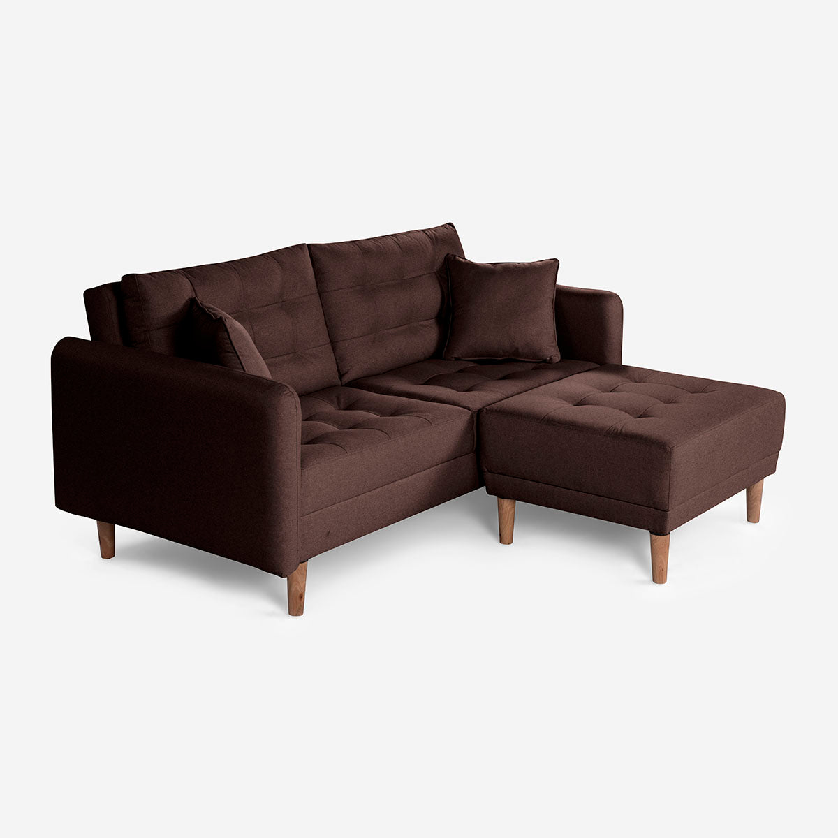 Sala Modular Chica Makora Cinnamon Café Lino De 2 Plazas  + Taburete - Outlet