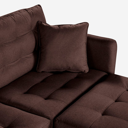 Sala Modular Chica Makora Cinnamon Café Lino De 2 Plazas  + Taburete - Outlet