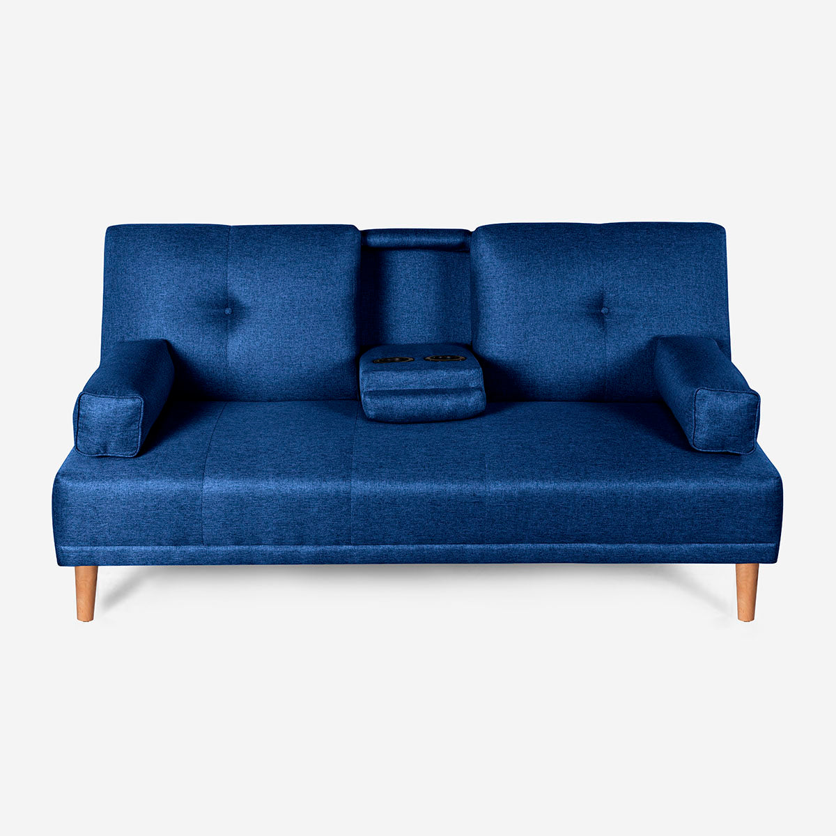 Sofá Cama Makora Coffey Azul Lino De 2 Plazas Con Portavasos - Outlet