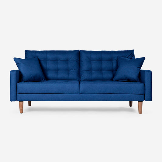 Sofá Cama Makora Encore Azul Lino De 3 Plazas