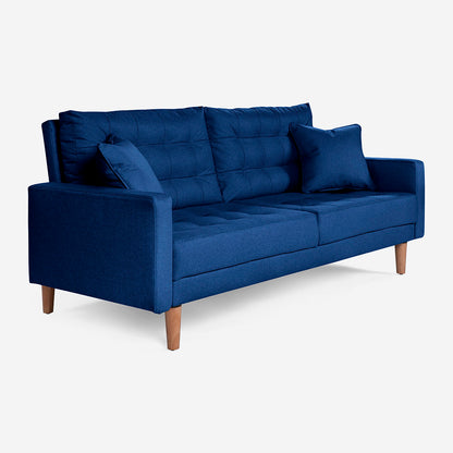 Sofá Cama Makora Encore Azul Lino De 3 Plazas