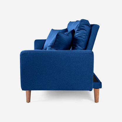 Sofá Cama Makora Encore Azul Lino De 3 Plazas