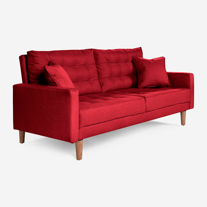 Sofá Cama Makora Encore Rojo Lino De 3 Plazas