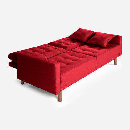 Sofá Cama Makora Encore Rojo Lino De 3 Plazas