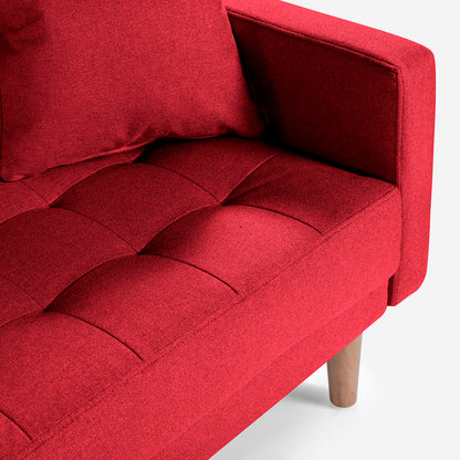 Sofá Cama Makora Encore Rojo Lino De 3 Plazas