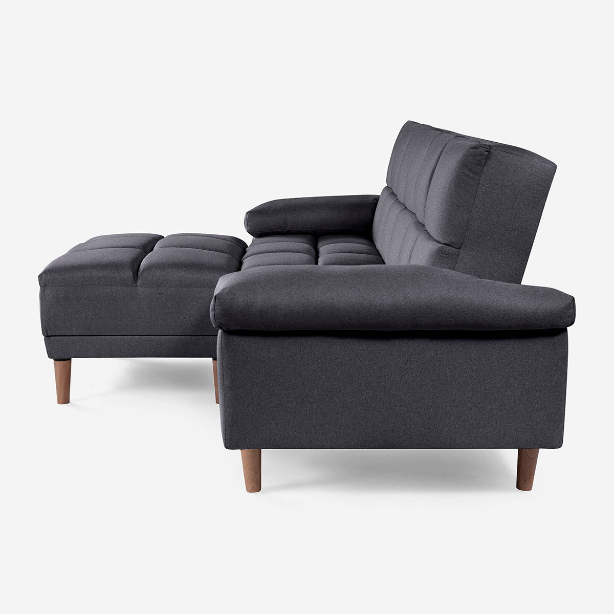 Sala Modular Chica Makora Eros Gris Oxford Lino De 2 Plazas  + Taburete - Outlet