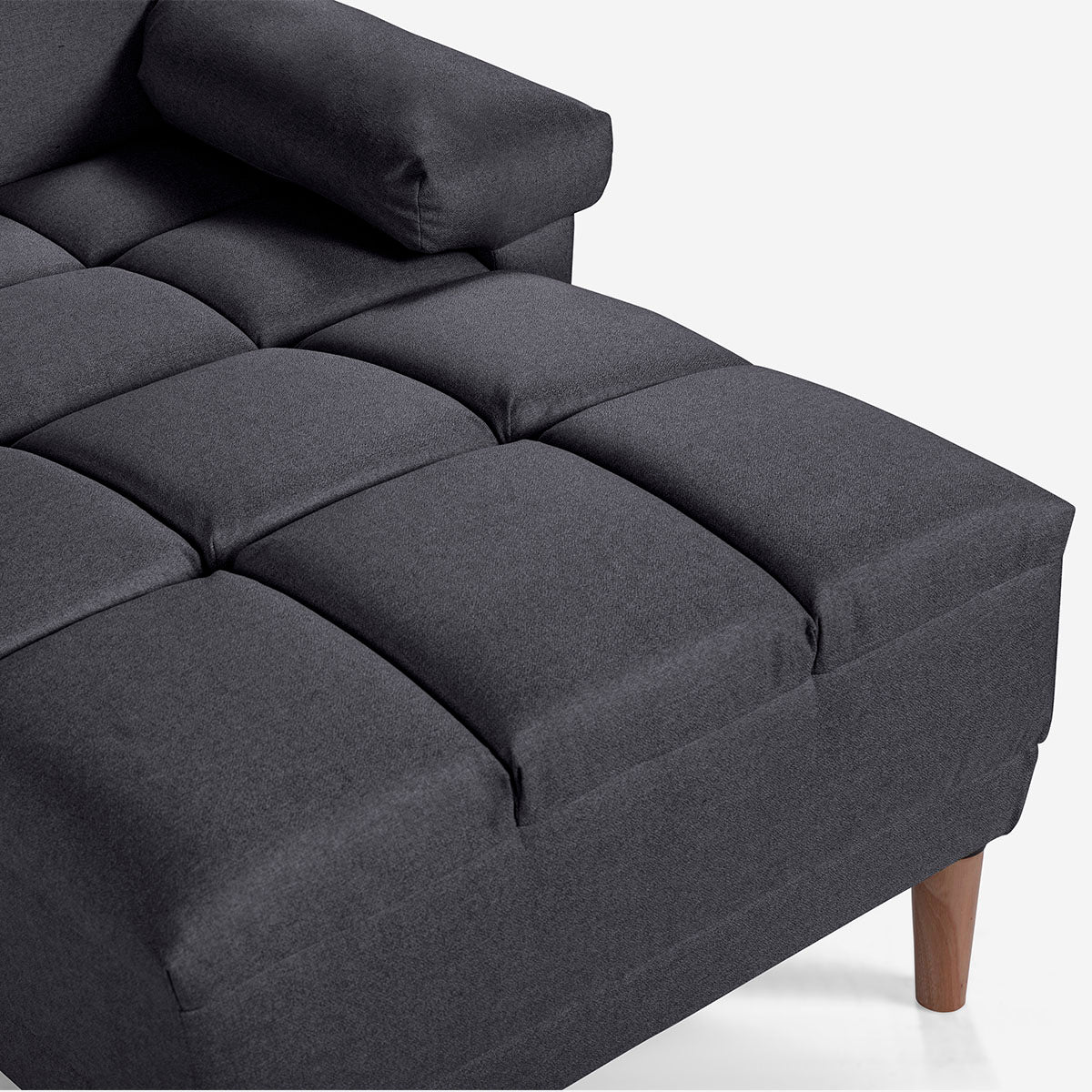 Sala Modular Chica Makora Eros Gris Oxford Lino De 2 Plazas  + Taburete - Outlet