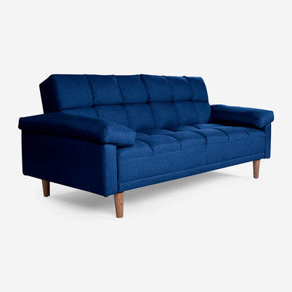 Sofá Cama Makora Gabbana Azul Lino De 3 Plazas