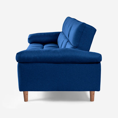 Sofá Cama Makora Gabbana Azul Lino De 3 Plazas