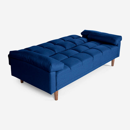 Sofá Cama Makora Gabbana Azul Lino De 3 Plazas