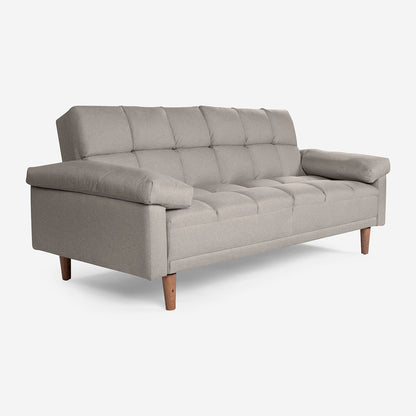 Sofá Cama Makora Gabbana Gris Claro Lino De 3 Plazas