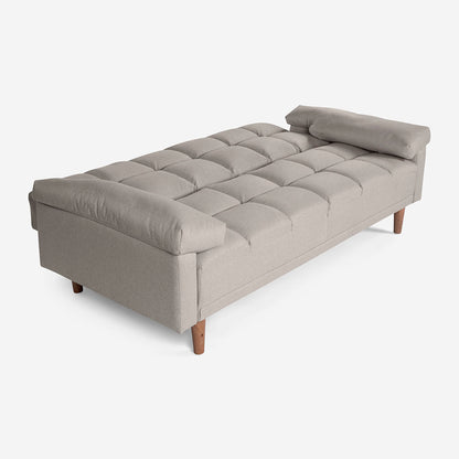 Sofá Cama Makora Gabbana Gris Claro Lino De 3 Plazas