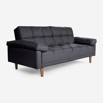 Sofá Cama Makora Gabbana Gris Oxford Lino De 3 Plazas
