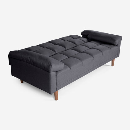 Sofá Cama Makora Gabbana Gris Oxford Lino De 3 Plazas